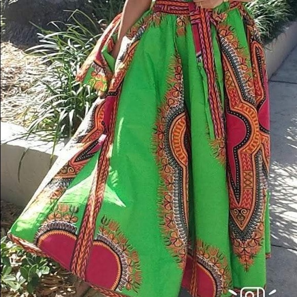 Long Maxi Skirt Cotton Dashiki Skirt African Long Skirt Bohemian Skirt - Picture 8 of 14